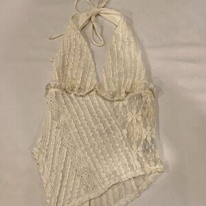 West of Melrose Cream Lace & Crochet Halter Top – Size S - NO TAGS/NEVER WORN